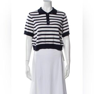 NWT House of Harlow 1960 Women’s Striped 100% Cashmere Short Sleeve Polo Sz S